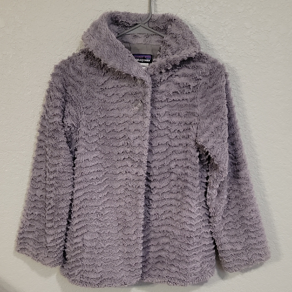 Patagonia Kids Plush Hooded Jacket in Soft Lavender